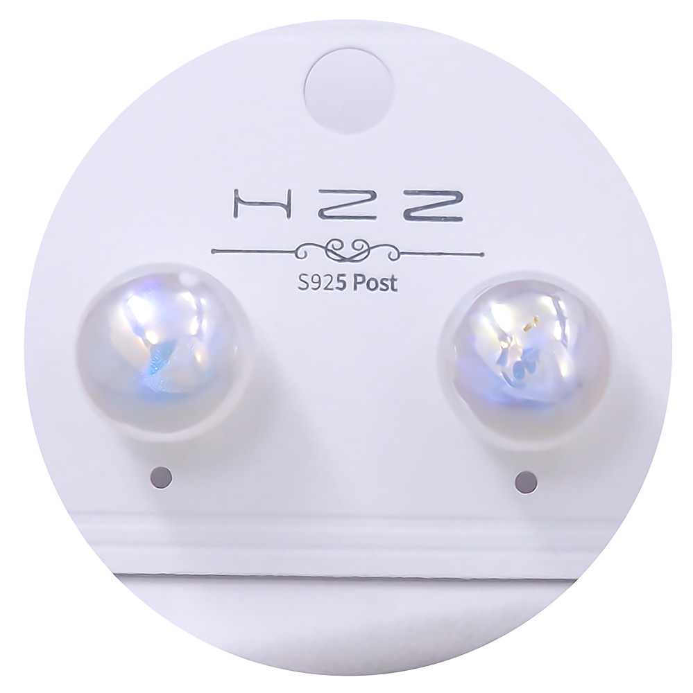 Сережки-гвоздики FJ з перлами. Позолота лимонного відтінку. Діаметр: 12 мм.