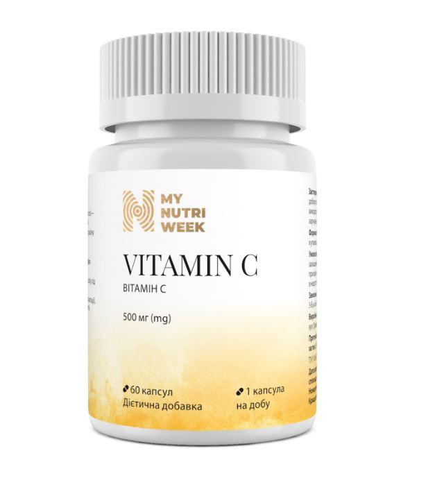 Вітамін С, Vitamin C, My Nutri Week, 500 мг, 60 капсул