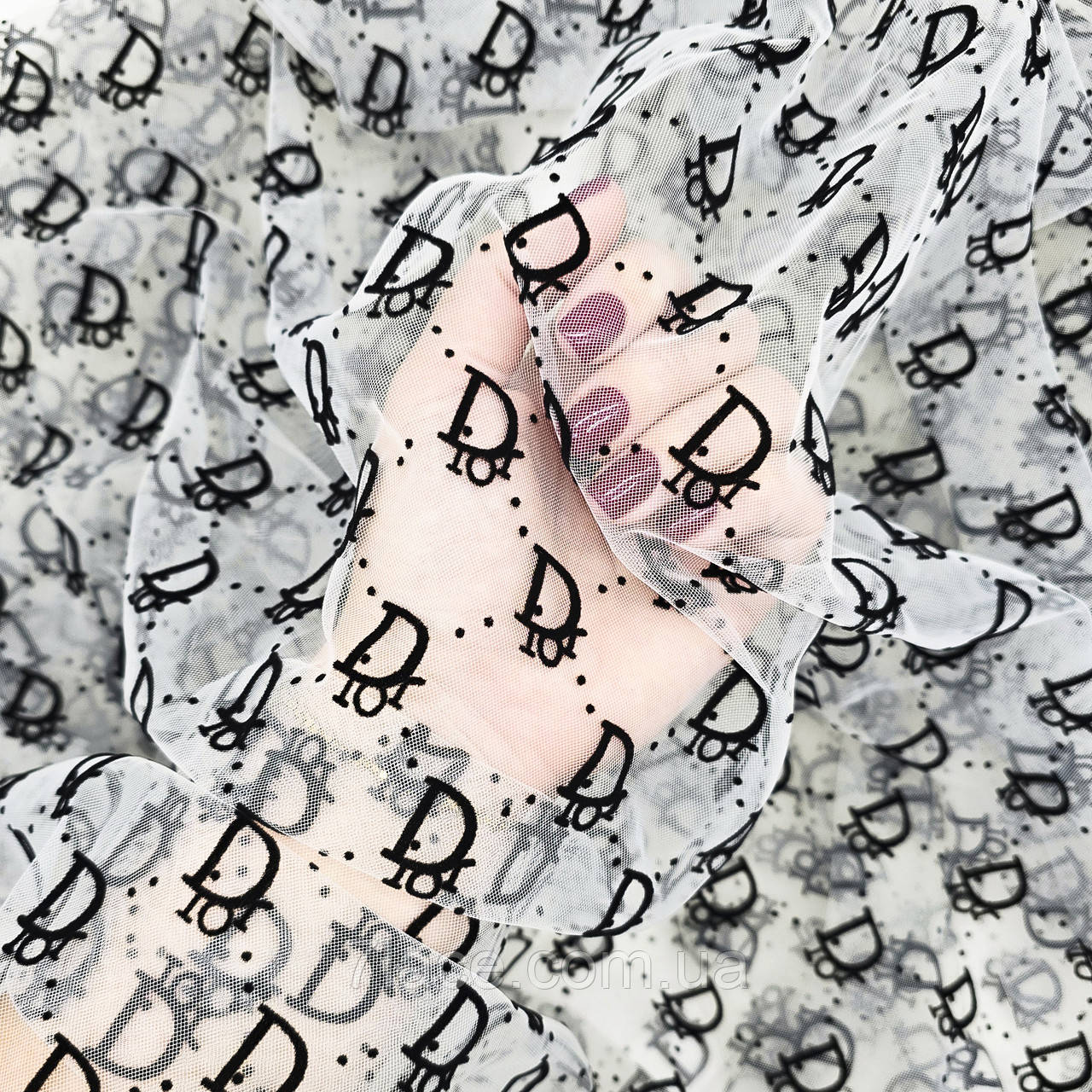 Сітка стрейч з флоком (dior) / колір МОЛОЧНИЙ / ціна вказана за 0,5 метра сітки