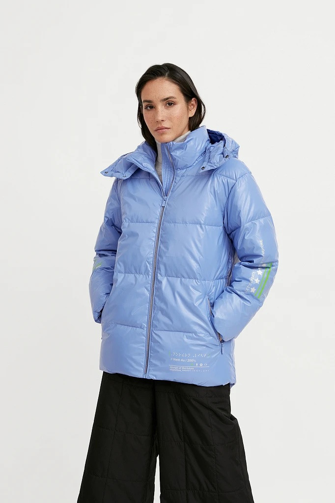 Коротка жіноча зимова куртка Finn Flare W20-32035-132 Down Fill блакитна L, фото 1