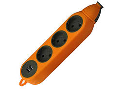 Колодка 3-а без з/к будівельна, помаранчева, двостороння ударостійка каучукова з USB ТМ GISelt