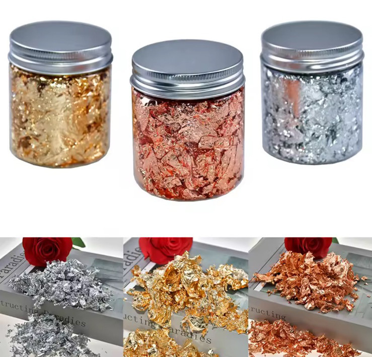 Набір Art Potal 5 шт Поталь Золото, Срібло, Бронза, Пензлик, Пінцет (01472), фото 1