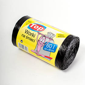 Пакет для сміття Toppack 100HD з вухами 60л 67шт 60х80см чорний колір