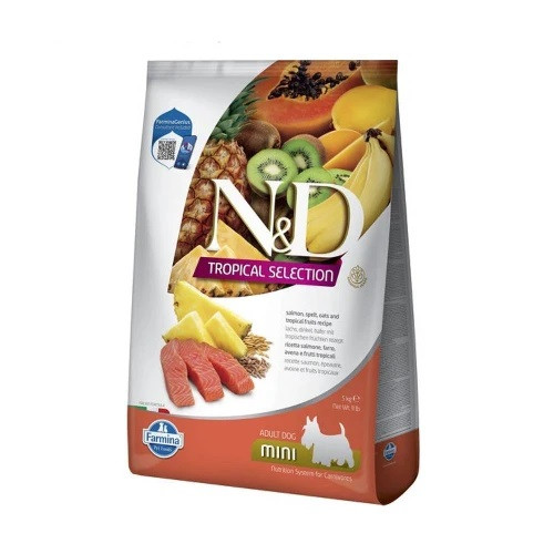 Farmina N&D Tropical DOG Adult Mini Salmon для собак дрібних порід з лососем та тропічними фруктами 5кг, фото 1