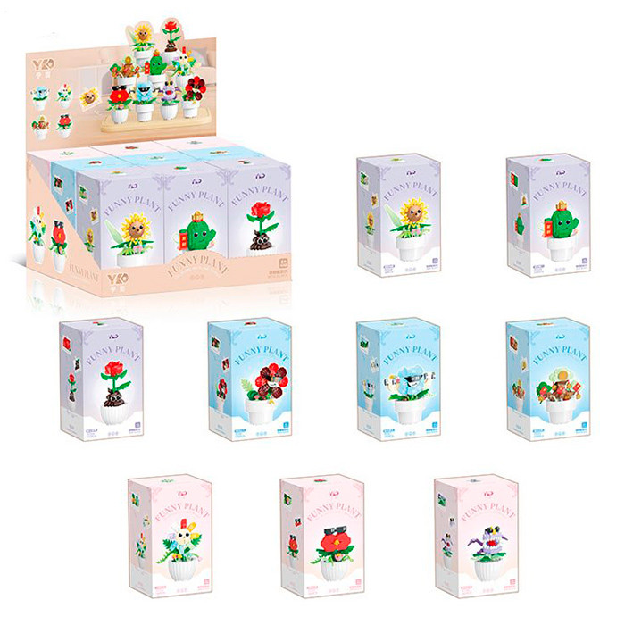 Конструктор квітка у горщику, від 90дет, в кор-ці, (9видів) /10/90/9шт в кор. 28-24,5-15,5см, фото 1