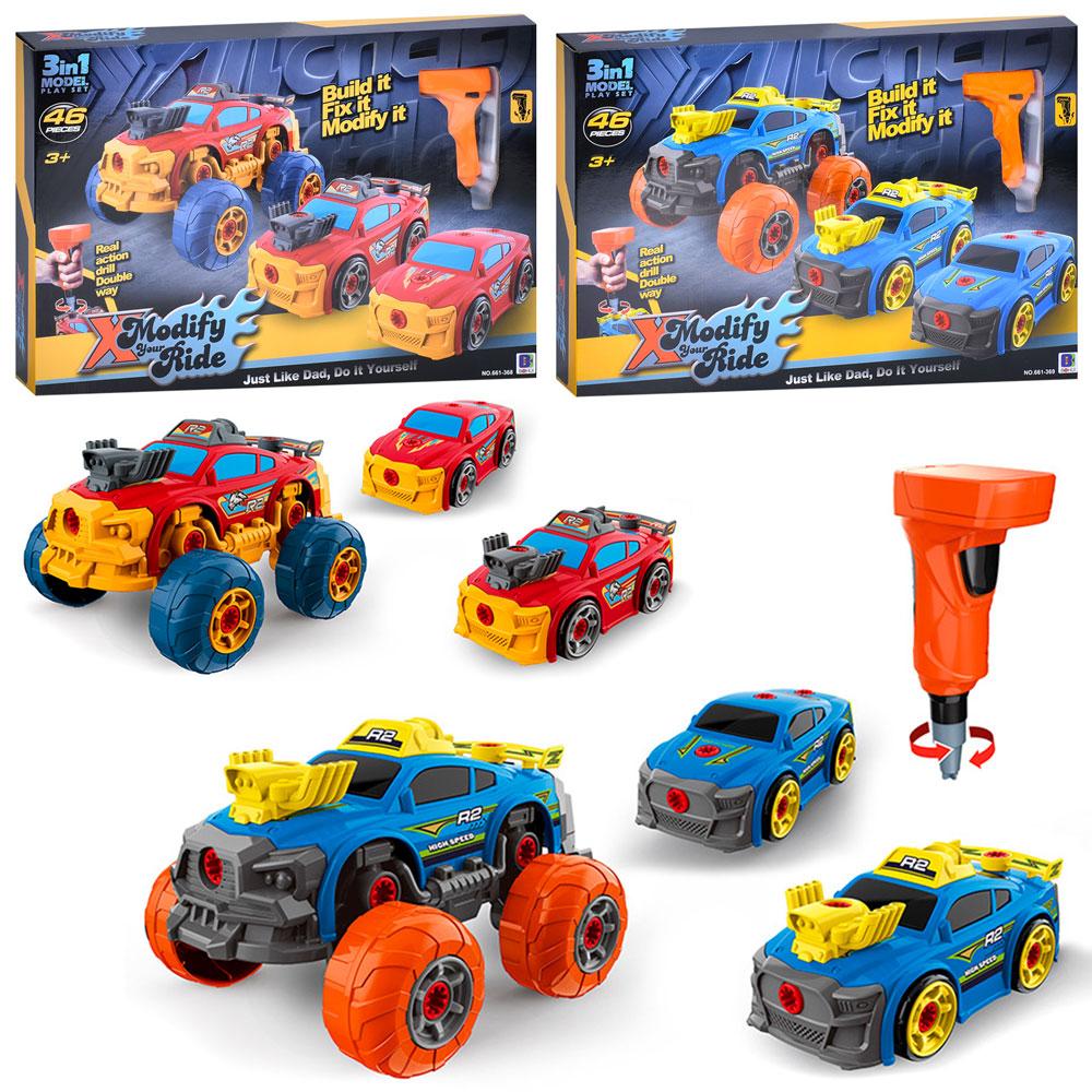 Конструктор на шурупах, машина, шуруповерт-обертається наскадка, 2 види, на бат-ці, в кор-ці, 48-32-8см /20/, фото 1