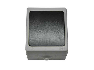 Вимикач 1 клавішний електричний Біло-чорний IP54 Elbrus зовнішній вологозахищений ТМ GISelt FG