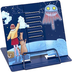 Підставка для книжок металева, Bambi Дівчинка в космосі синя 21х20 см