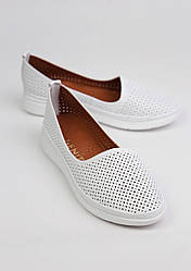 Шкіряні жіночі балетки літні перфорація білі