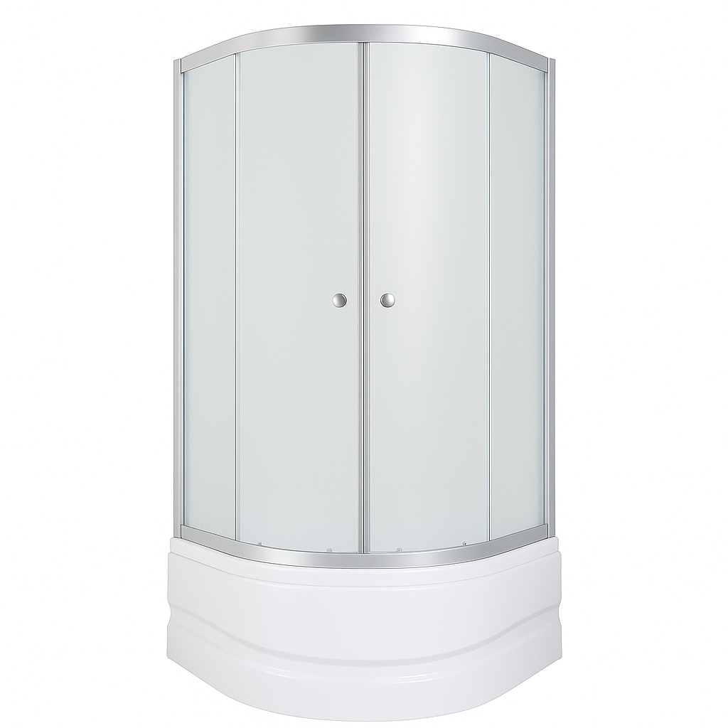 Душова кабіна Shower SATURN STN-859 90х90х205 см з глибоким піддоном хром двері розсувні скло матове