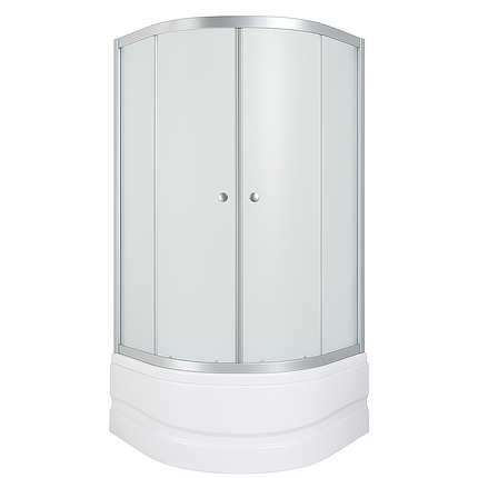 Душова кабіна Shower SATURN STN-859 90х90х205 см з глибоким піддоном хром двері розсувні скло матове, фото 1