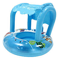 Дитячий надувний круг з козирком "Кіт" 70 см, SW-2, Синій/ Круг для плавання/ Круг надувний для дітей