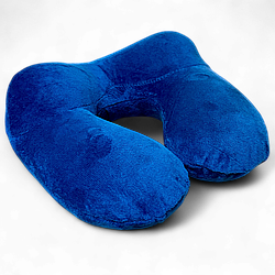 Надувна подушка-підголівник Pillow для подорожей велюрова - Dark Blue
