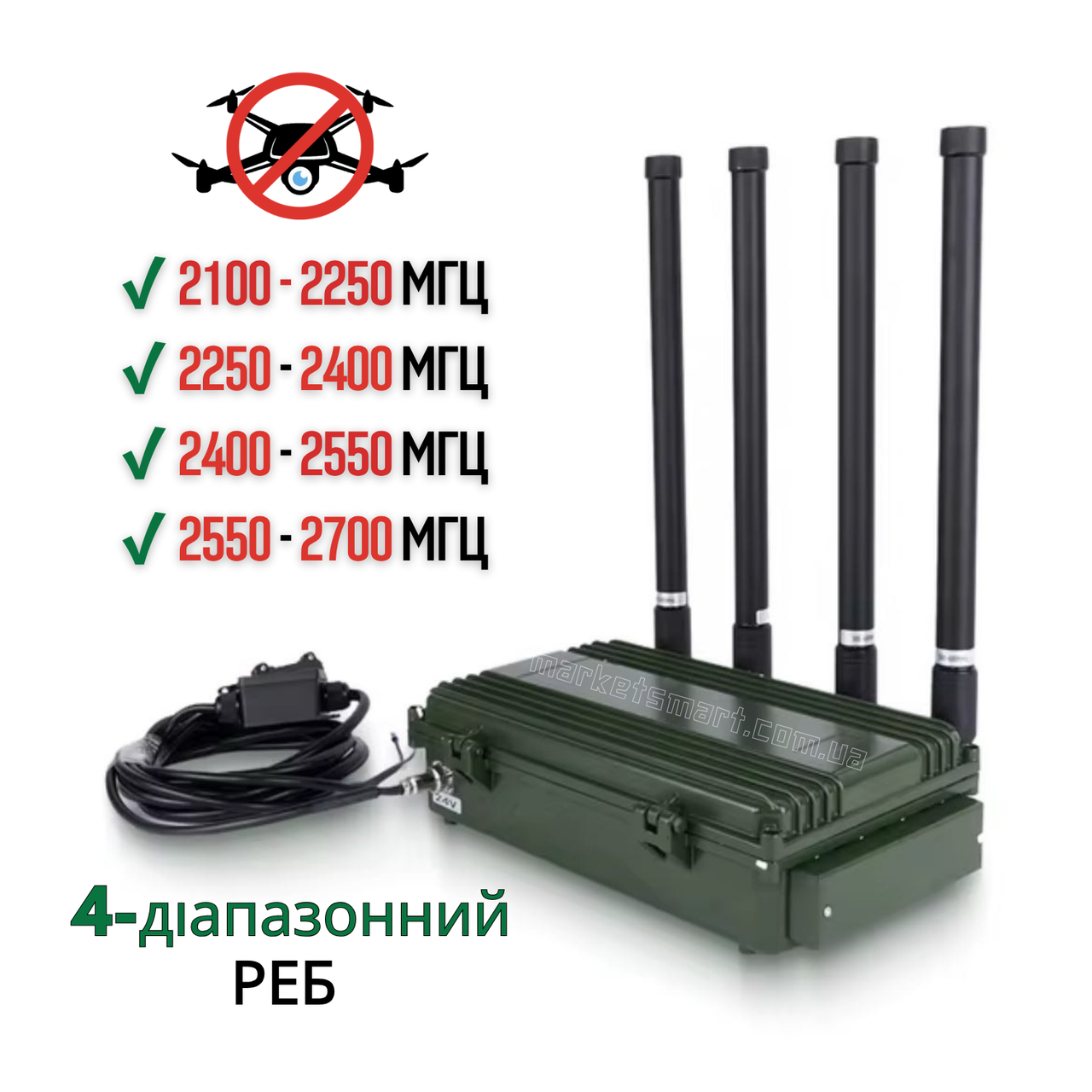 Автомобільний РЕБ-глушник Дронів/FPV  (2100 -  2700 МГц)  | Купольний антидрон для захисту від БПЛА