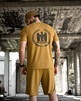 Літній чоловічий комплект шорти футболка OBLIVION SPQR койот, легкий мілітарі комплект койот з принтом орел