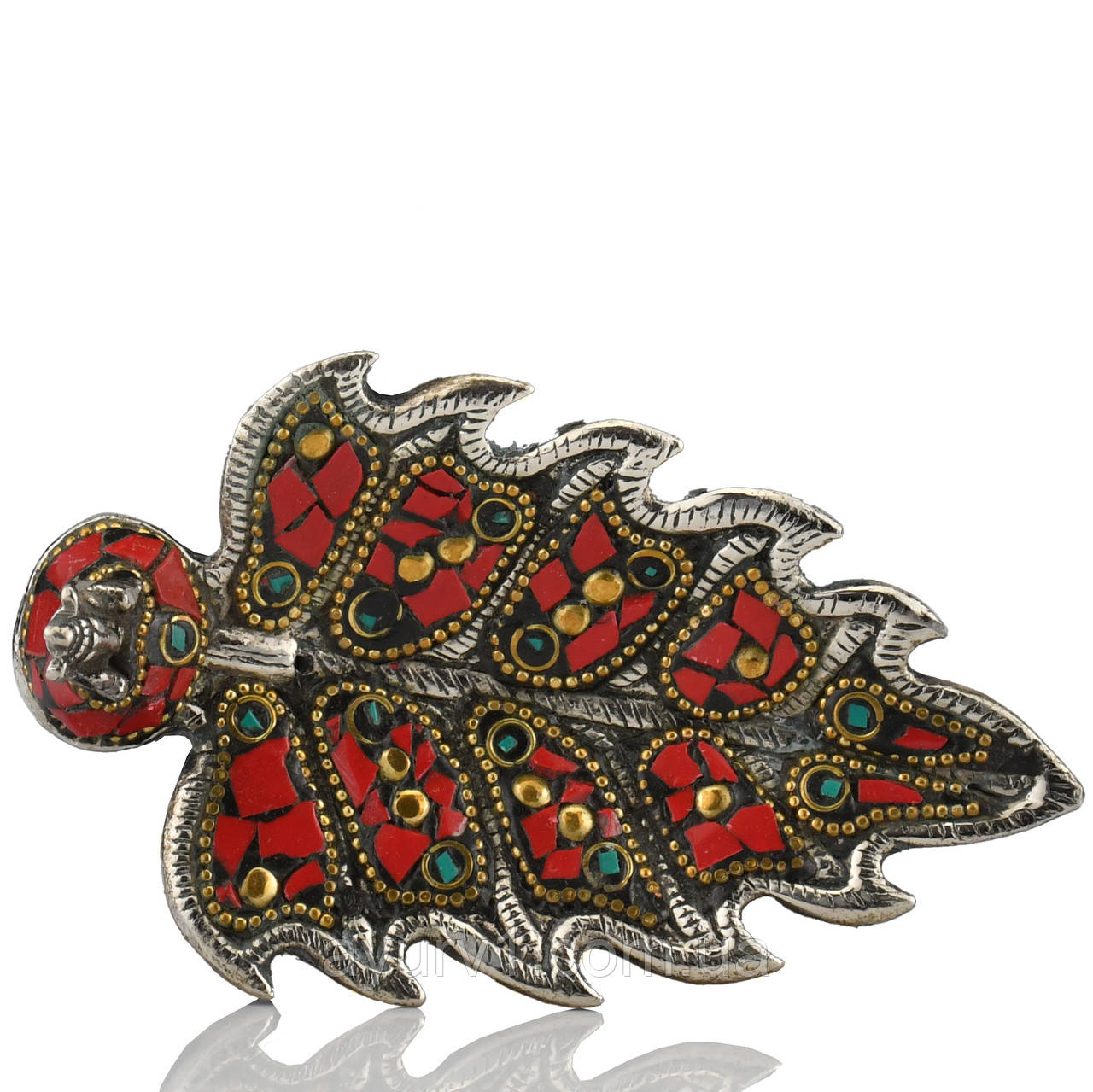 Підставка з металу для благовоній “Лист зі слоном” (Індія) Червона