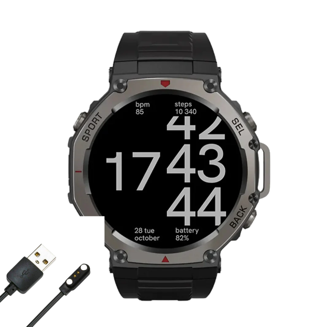 Зарядний магнітний USB-кабель для смарт-годинника Modfit Titan Force GPS, DM58, 2 конектори, 2.84 мм. Чорний