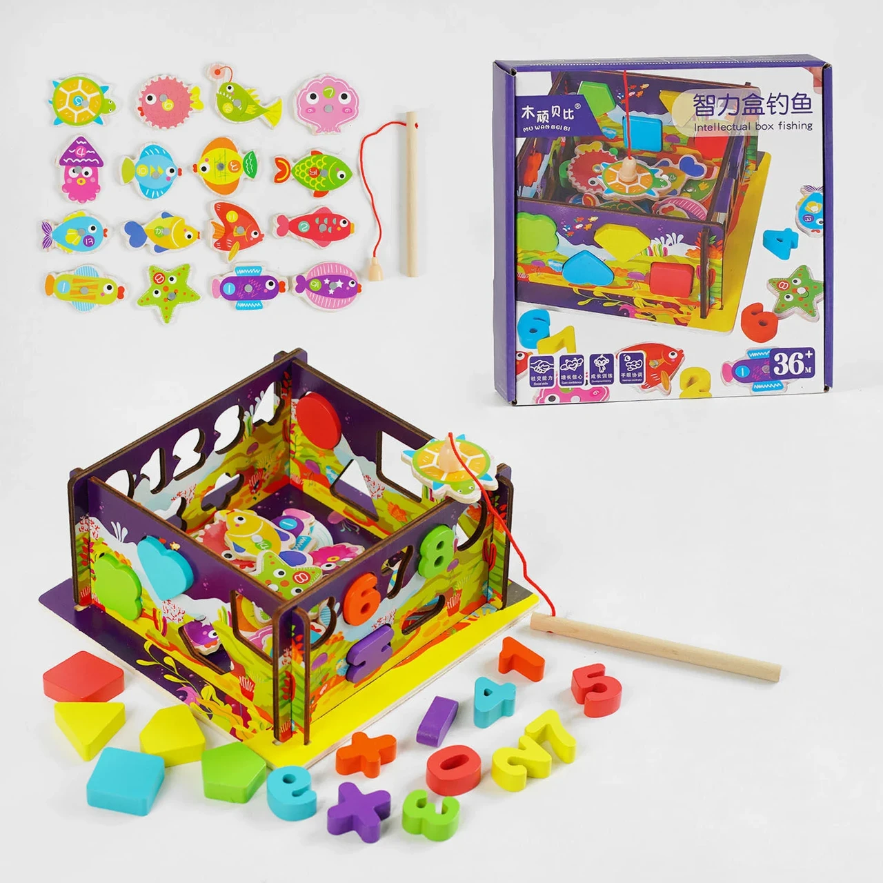 Риболовля C 61739 “Океан”, стіни-конструктор, математичний та фігурний сортери, 16 рибок, вудка, фото 1