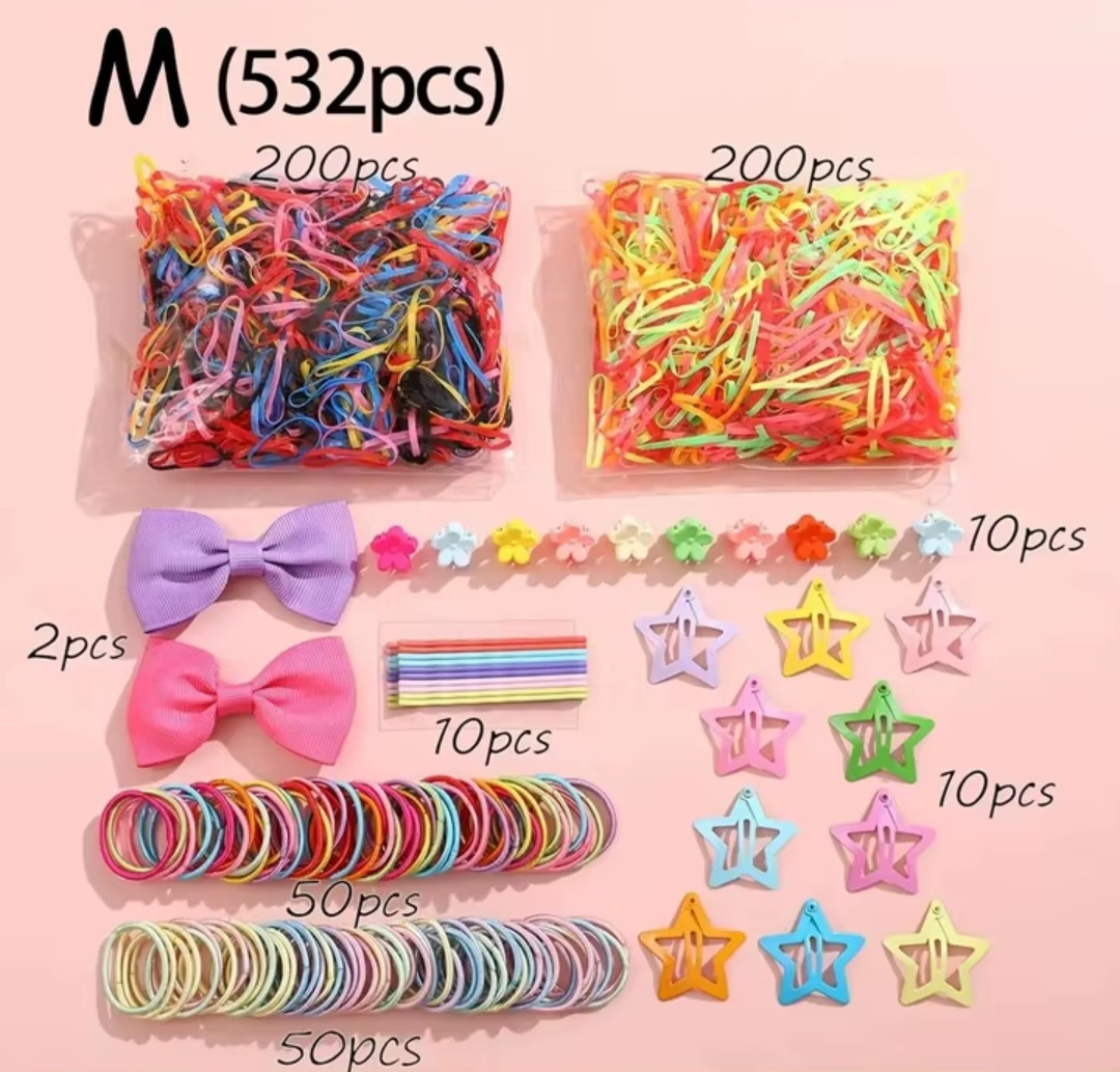 Набір резинок для волосся для дівчинки в подарунковій упаковці 532 шт, фото 1