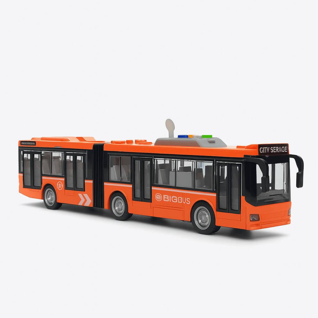 Іграшковий автобус гармошка City Service помаранчевий WY913AB/2 — 44 см, з дверцятами, що відкриваються, світлом і звуком, фото 1