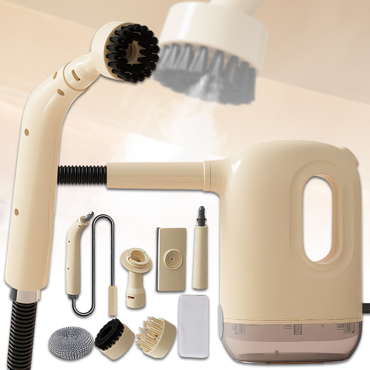 Електричний пароочисник 1200 Вт з 6 насадками та резервуаром для води 300 мл, фото 1