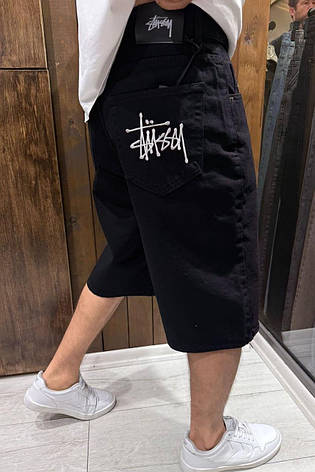 Шорти "баггі" джинсові чоловічі Stussy 25-458 чорні, фото 1