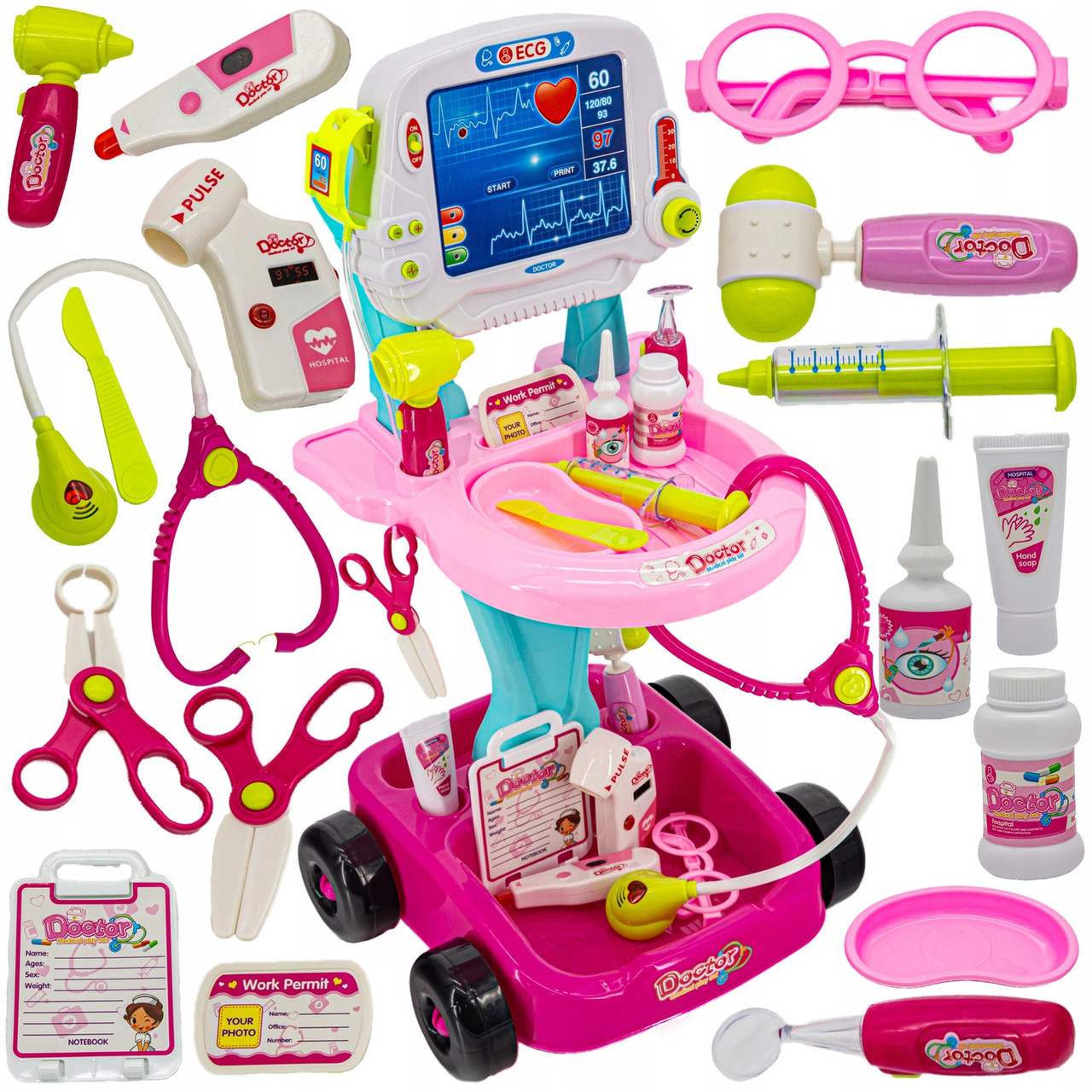 Набір Маленький лікар Kruzzel 8245 – коляска + 18 медичних інструментів, фото 1