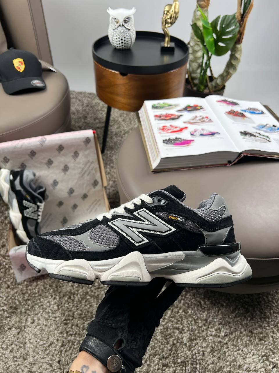 Чоловічі кросівки замшеві текстиль New Balance 9060 Grey Black White, кеди замші текстиль. Чоловіче взуття