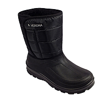 Зимові чоловічі дутики на липучці з хутром підошва ЕВА спецвзуття Verona Верона чорні розмір 40-46