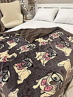 Ковдратепла євро на еко хутрі 200х220 Мопси