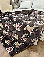 Ковдра дитяча зимова тепла полуторна на еко хутрі 150х210 Мопси