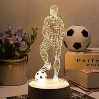 Нічник проєктор 3-D "Футболіст". Кольоровий. RGB. USB "Football player"