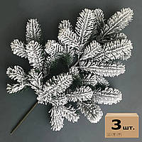 Гілка хвойна Premium лита 53 см зелена засніжена (упаковка 3 шт.)