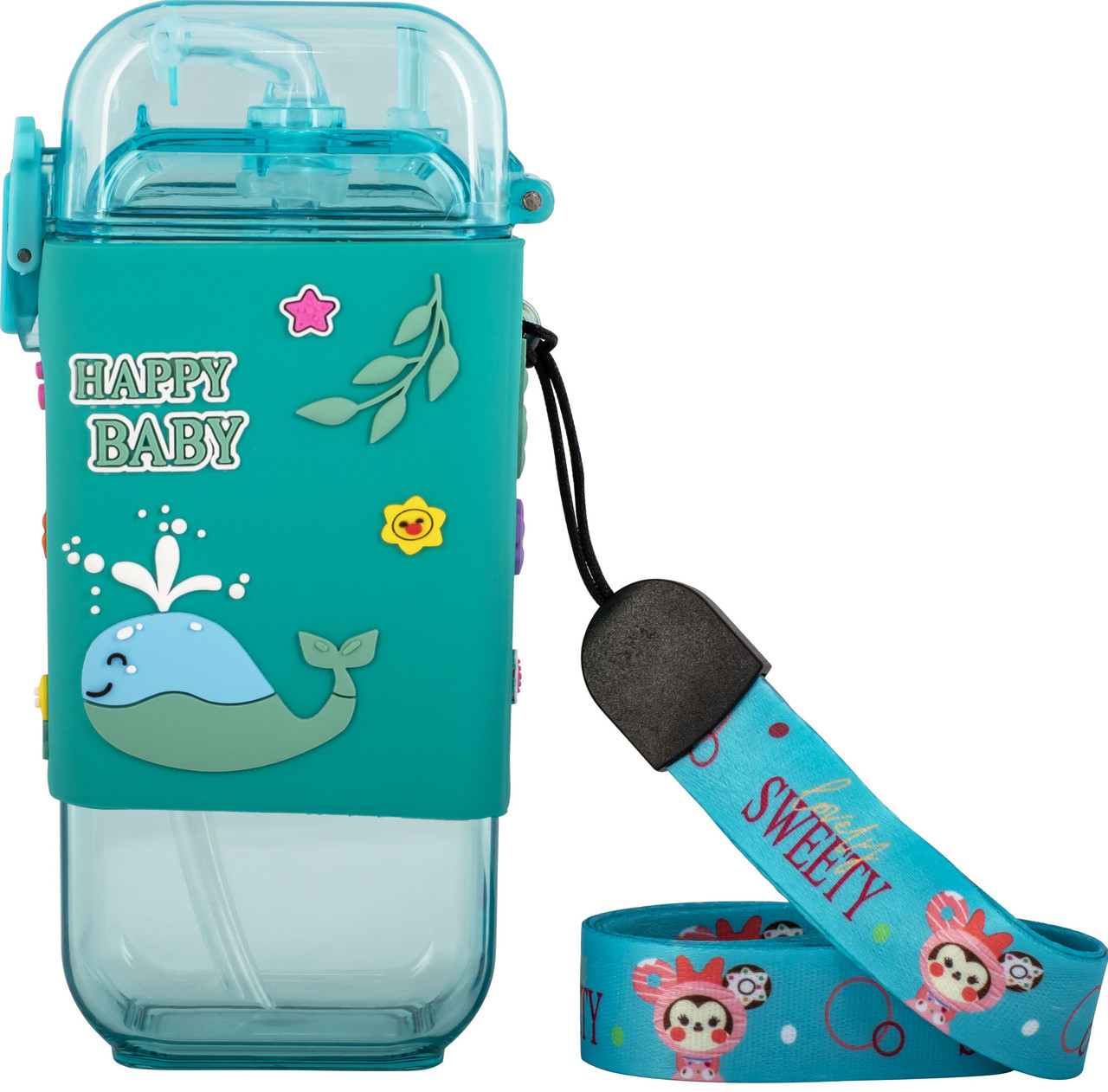 Поїльник Baby team тритановий з силіконовою трубочкою та ремінцем 225 мл від 9 міс