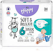 Підгузки дитячі Happy 6 Junior Extra 15+ кг 34 шт