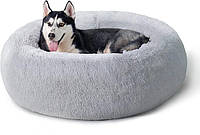 Лежак для домашніх тварин Bedsure PV фліс 80x80 см м'який світло-сірий для собак і кішок