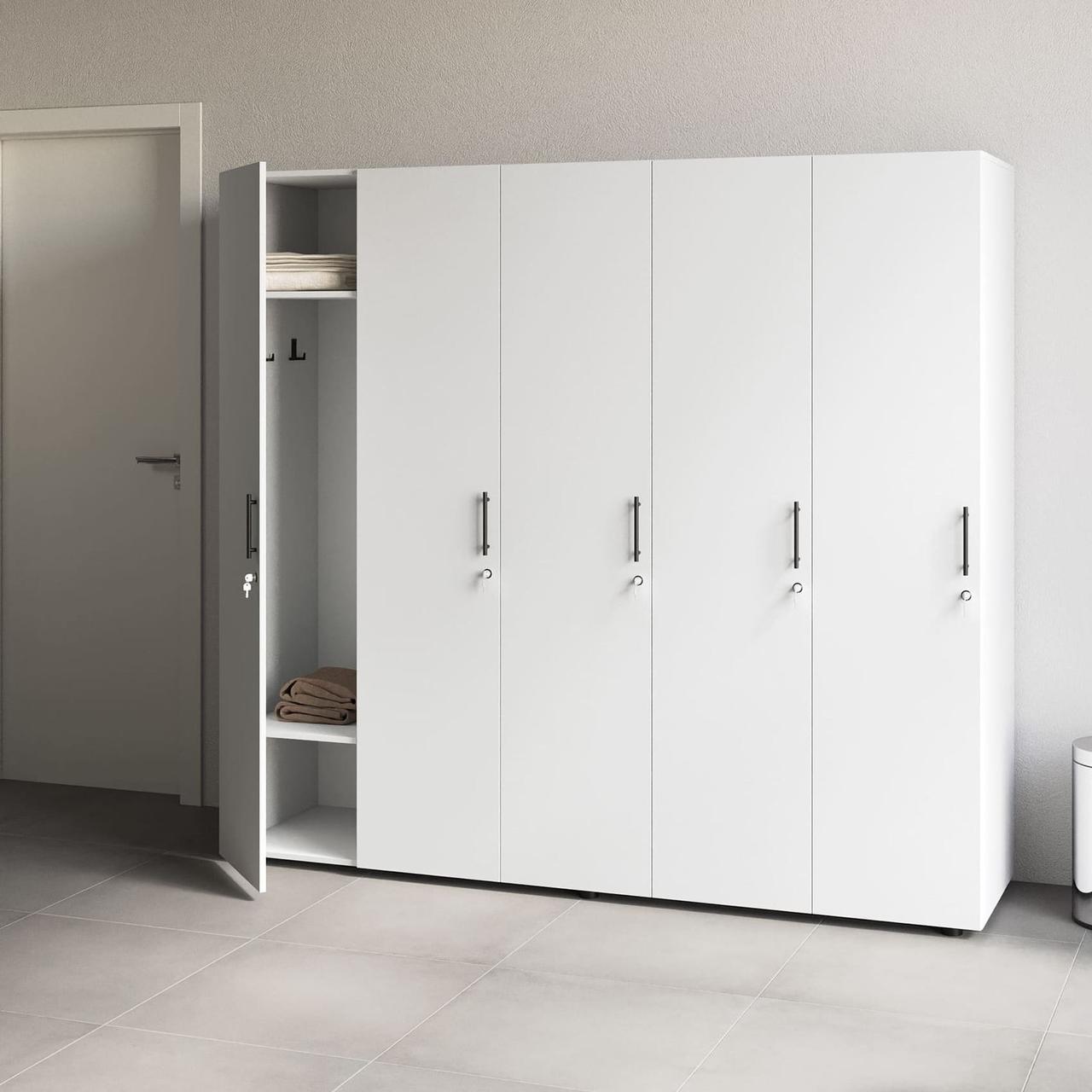 П'ятидверна розпашні шафа з ДСП для одягу Шафки для роздягальні спортивної на 5 секцій з замком 200 см, фото 1