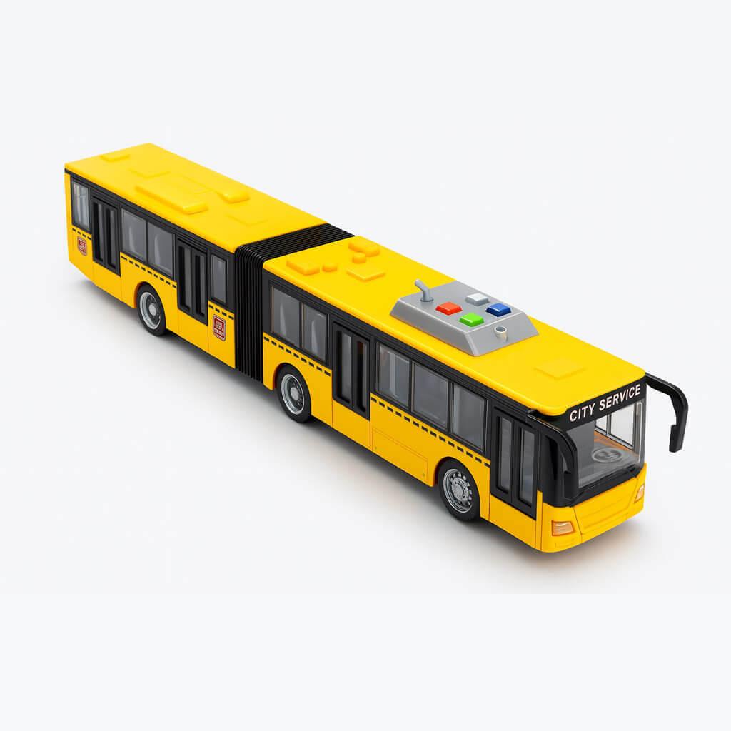 Автобус гармошка City Service жовтий 44 см WY913A/1 — інерційна іграшка з музикою та світлом, фото 1