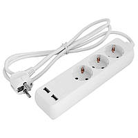Подовжувач e.es.3.1.5.z.b.2.usb 3 гнізда, 1.5 метра, із заземленням з USB-зарядкою, baby protect