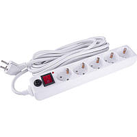 Подовжувач e.es.5.5.z.s.f 5 гнізд, 5 метрів, із заземленням, з вимикачем і запобіжником