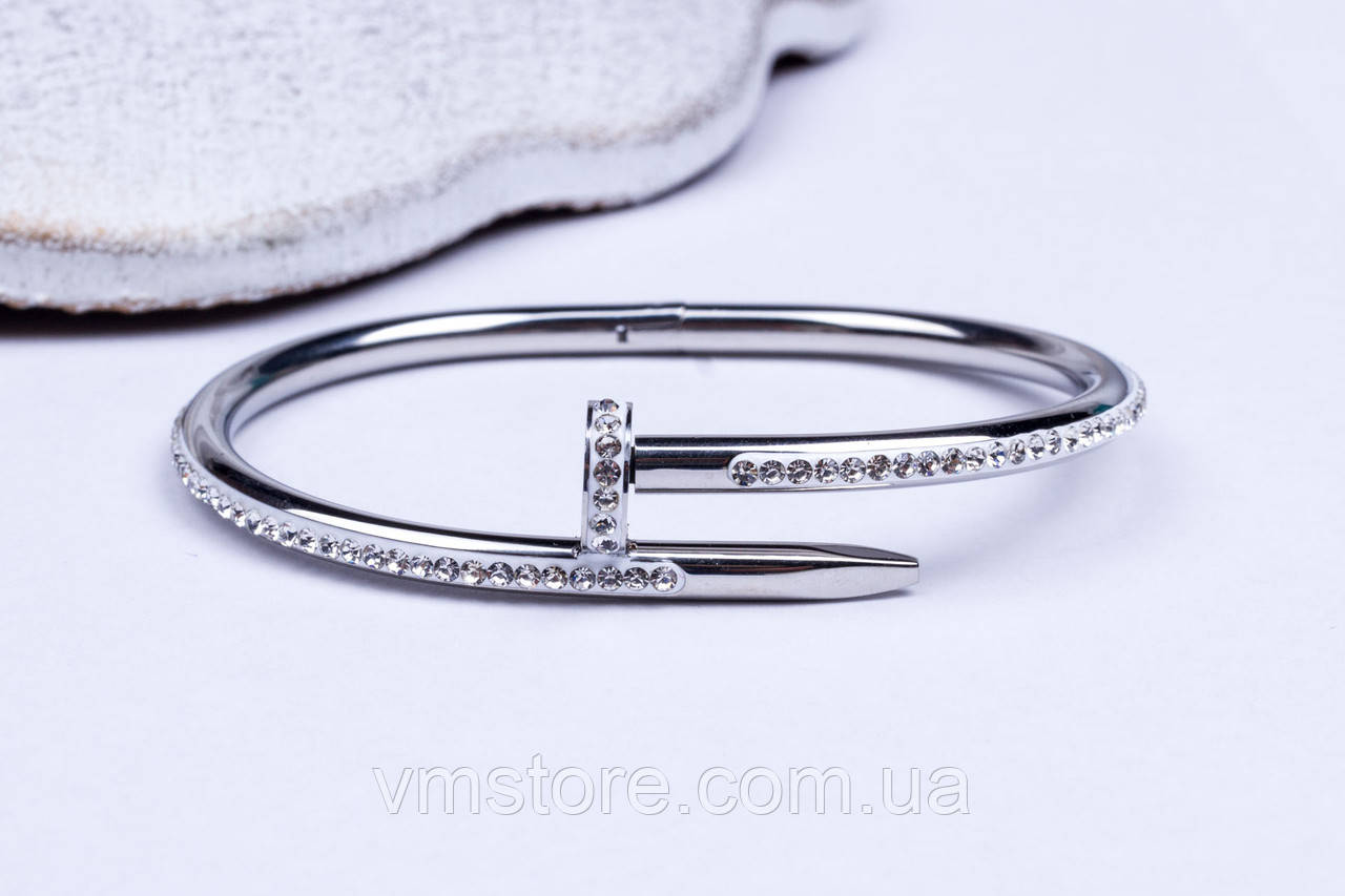 Браслет цвях в стилі картьє з камінчиками, фото 1