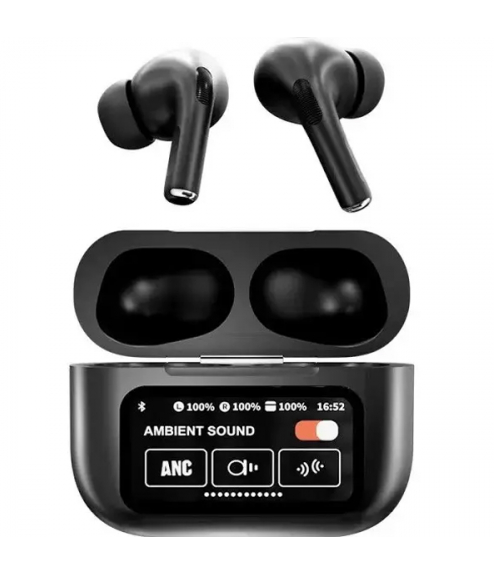Блютуз навушники AirPods A9 Pro Touch Screen ANC/ENC Чорні, фото 1