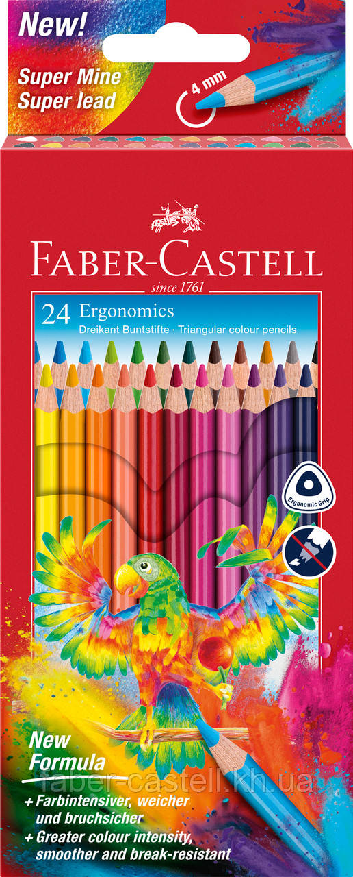 Олівці кольорові Faber-Castell Colour pencils Ergonomics, тригранні 24 кольора, 116544