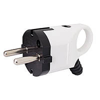 Вилка побутова e.plug.angle.005.16, із заземленням, 16 А, кутова, біла, з ручкою