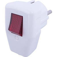 Вилка побутова e.plug.angle.009.16, із заземленням, 16 А, кутова, біла, з вимикачем