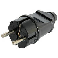 Виделка побутова e.plug.straight.004.16, із заземленням, 16 А пасма чорна