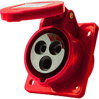 Розетка силова врізна e.socket.pro.3.16.wall, 2P+PE, 230 В, IP44, 16А (413)