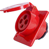 Розетка силова врізна e.socket.pro.4.32.wall, 3P+PE, 380 В, IP44, 32А (424)