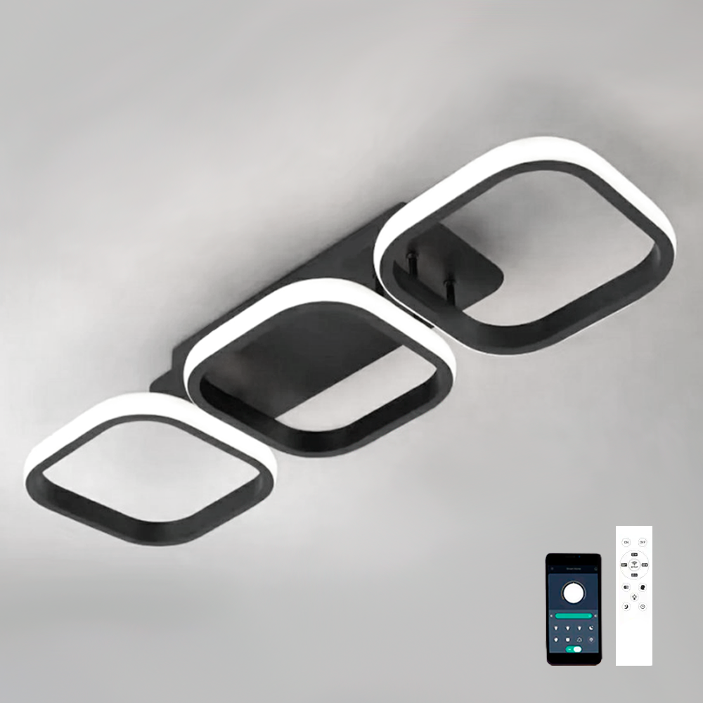 Керована світлодіодна люстра Esllse CUBES 40W 3S SMART чорна 520x170x85мм з пультом і додатком для смартфону APP