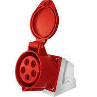 Розетка силова стаціонарна e.socket.pro.5.16, 3P+N+PE, 380 В, IP44, 16 А (115)